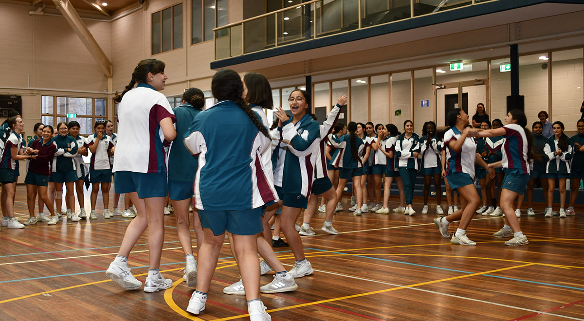 Year 8 students dancing