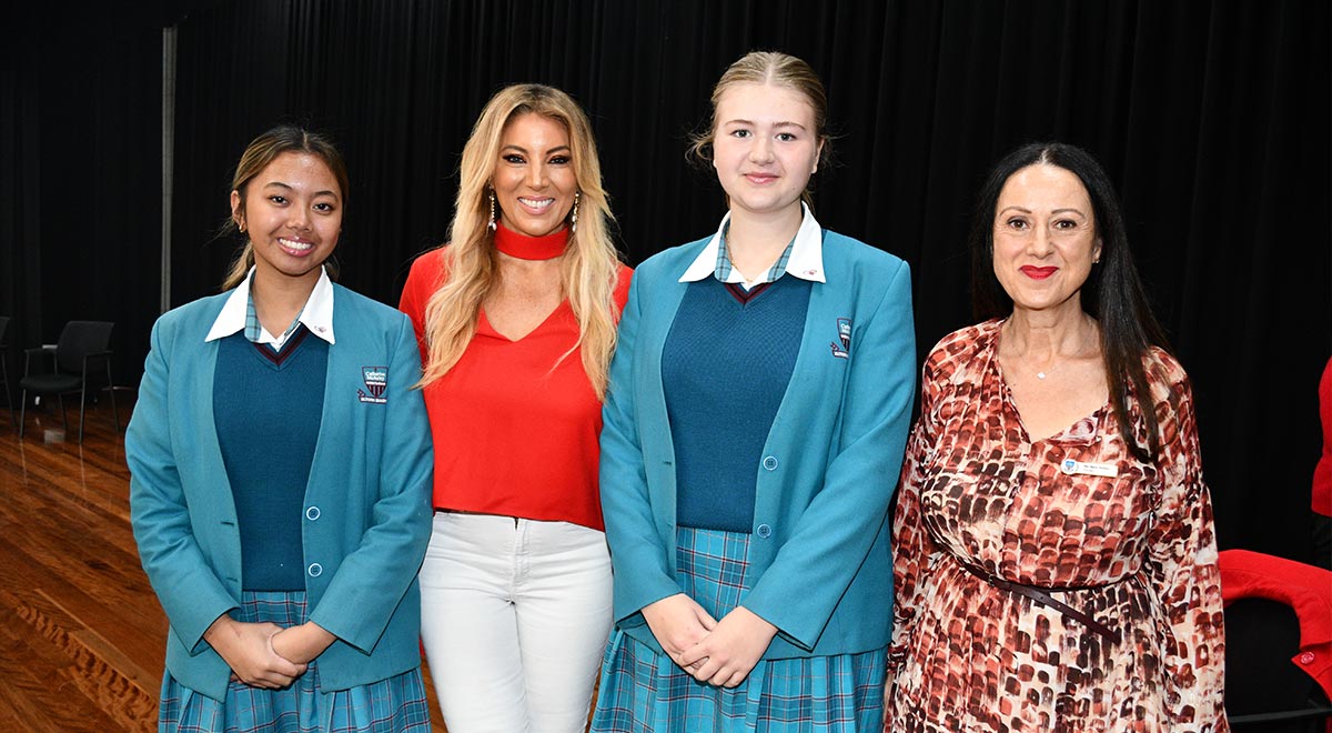 The Clare and Dobson House Leaders with Ms Casamento from Mercy Works and School Principal Ms Refalo.