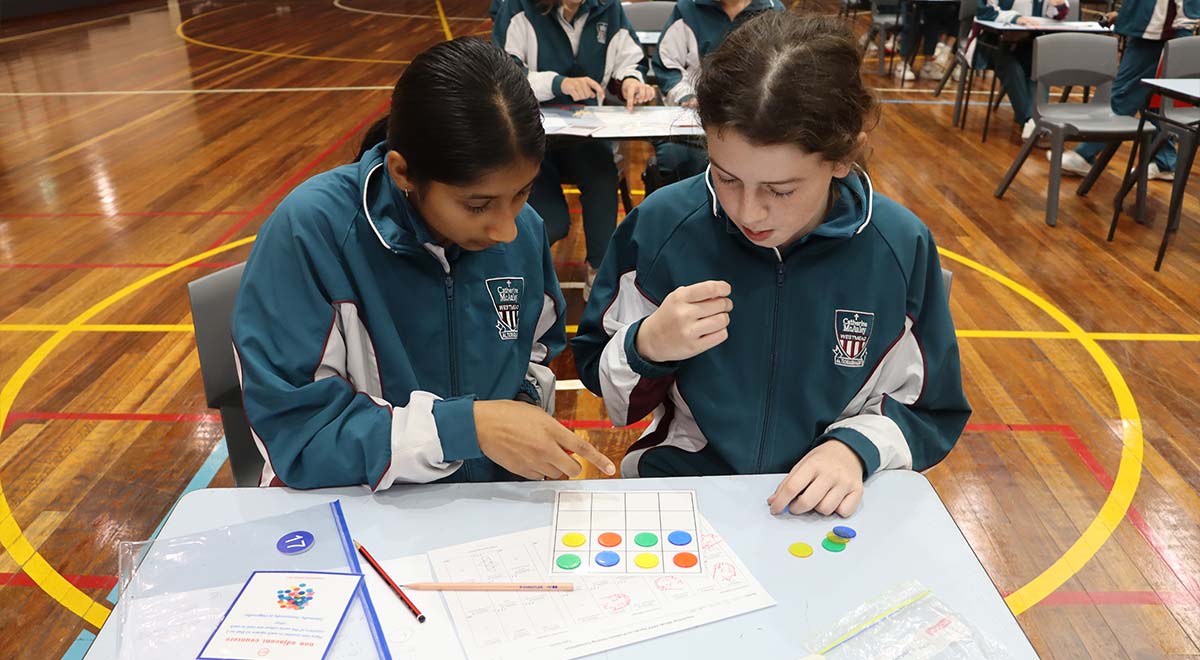Year 8 students participating in the Inquisitive Minds workshop called 'Problems, Patterns, Pictures, Puzzles'.