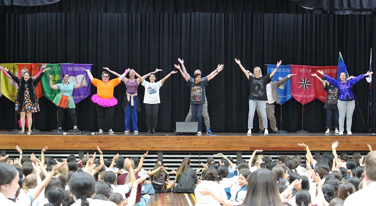 2023 Catherine McAuley Westmead teachers performing in the talent show