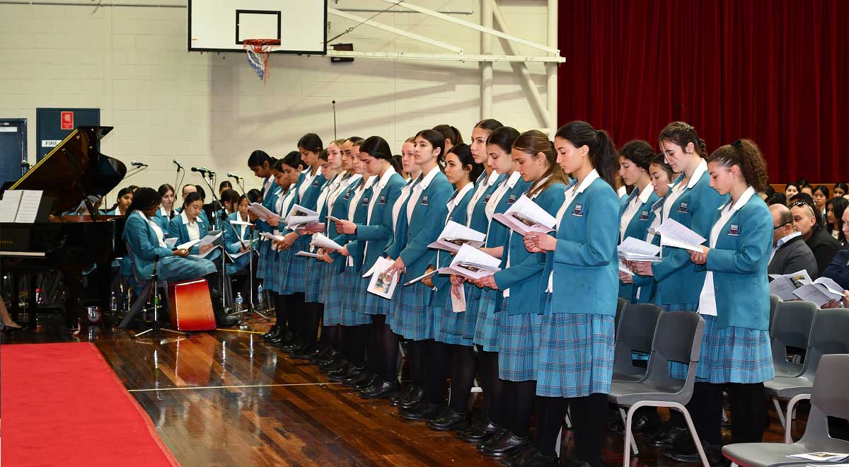 The student leaders made their act of commitment at the conclusion of the Mercy Day Mass.