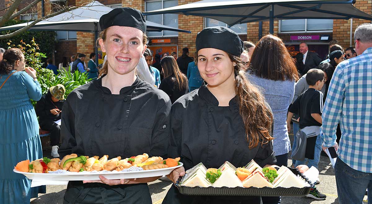 Year 11 Hospitality students served guests at the Mercy Day morning tea.