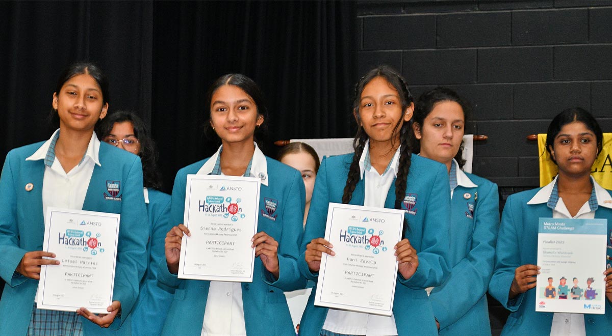 Catherine McAuley Westmead Junior Hackathon students