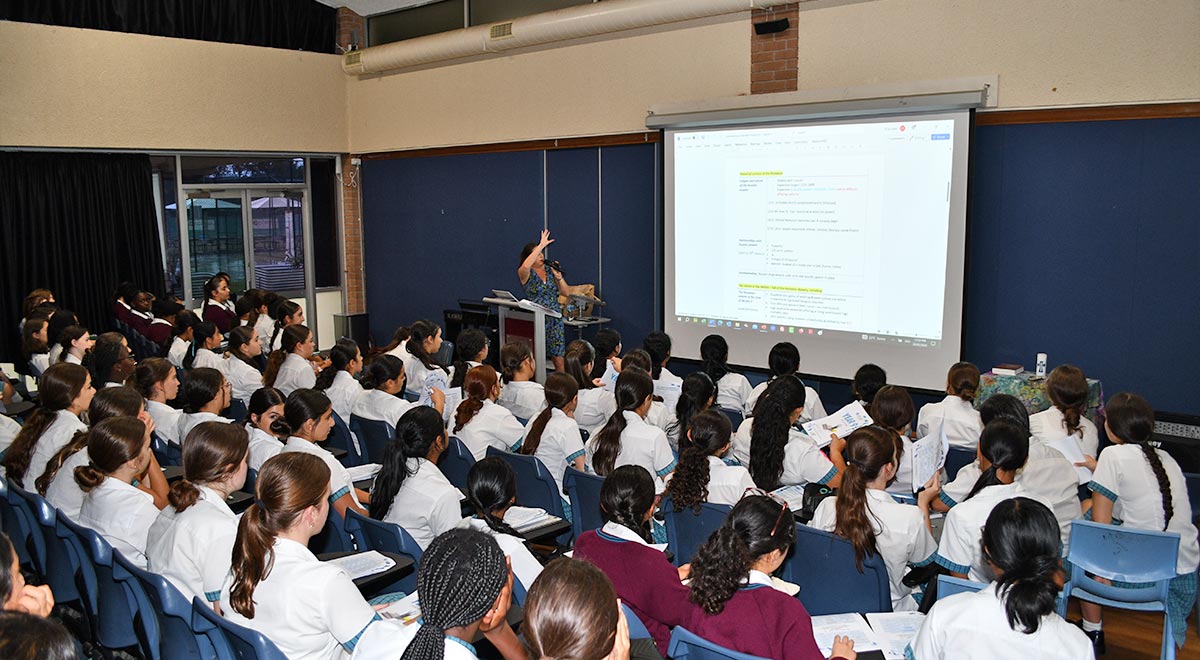 Year 9 students with Dr Prue Salter from Enhanced Learning Educational Services