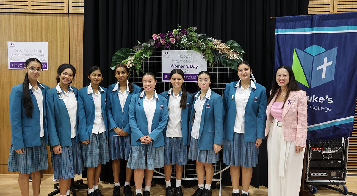 Year 11 Leaders with School Principal Ms Refalo at the CSPD International Women’s Day Breakfast.