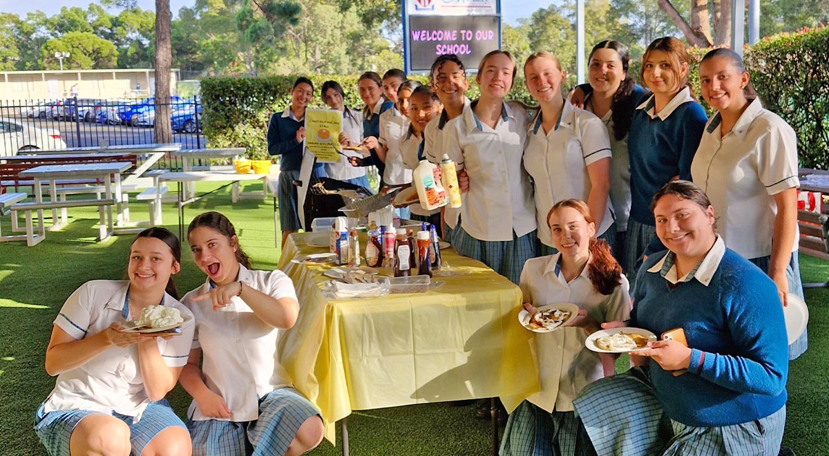 Year 12 Caritas orgnaised a pancake stall on Friday 15th March