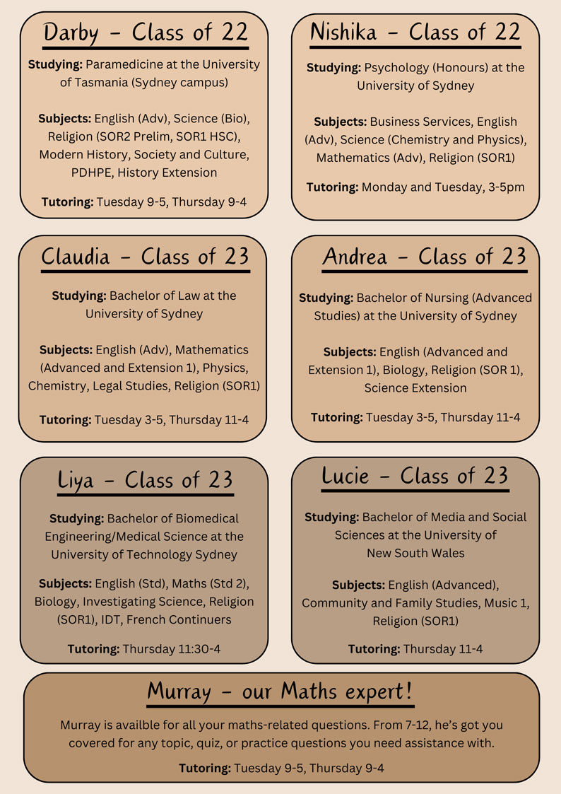 Info for 2024 Tutoring