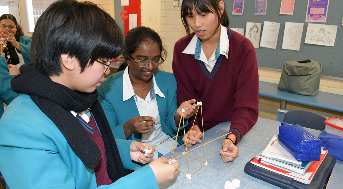McAuley Westmead students participating in STEM related activities