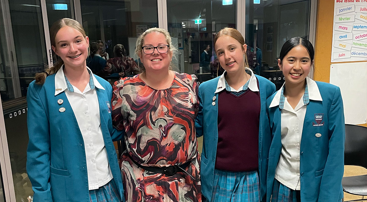 Year 8 Debating Team with Mrs Caroline Howlett