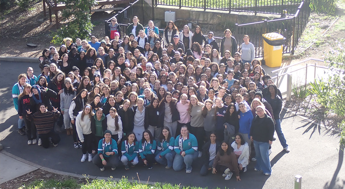 Group photo of year 12 on retreat. Catherine McAuley Westmead.