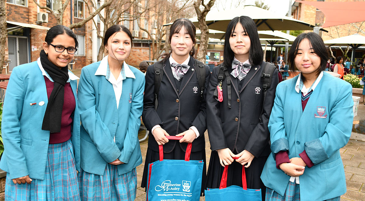 Year 10 students from Iida Girls School, Nagano, Japan, with McAuley Westmead students