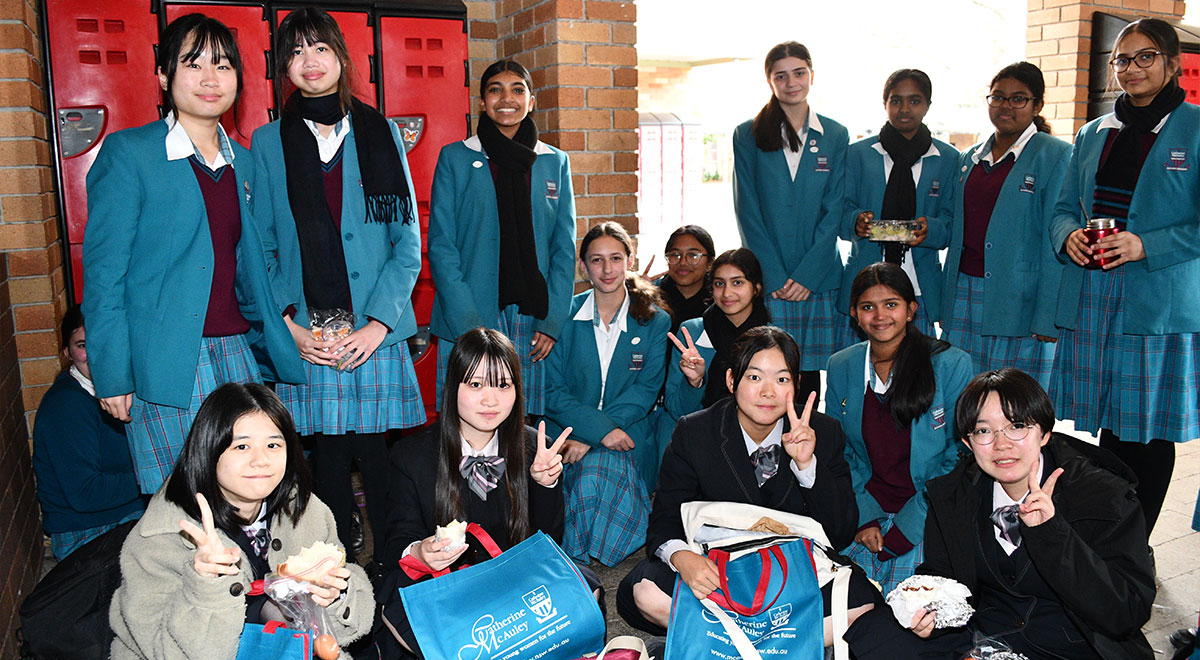 Year 10 students from Iida Girls School, Nagano, Japan, with McAuley Westmead students
