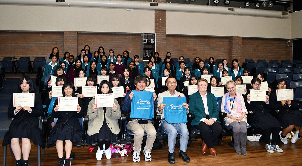 Year 10 students from Iida Girls School, Nagano, Japan, with McAuley Westmead students