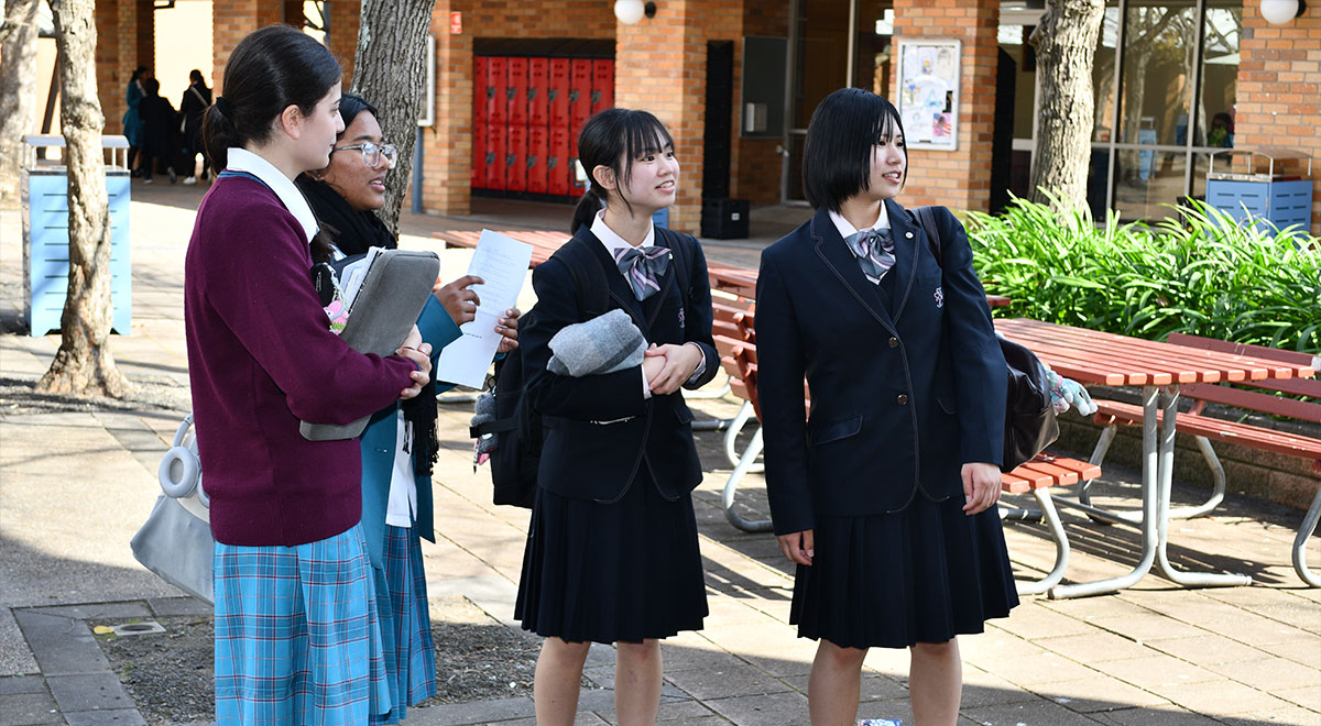 Year 10 students from Iida Girls School, Nagano, Japan, with McAuley Westmead students