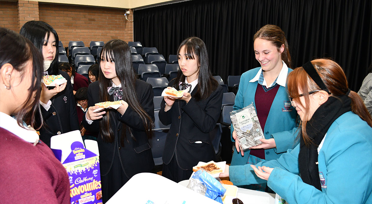 Year 10 students from Iida Girls School, Nagano, Japan, with McAuley Westmead students
