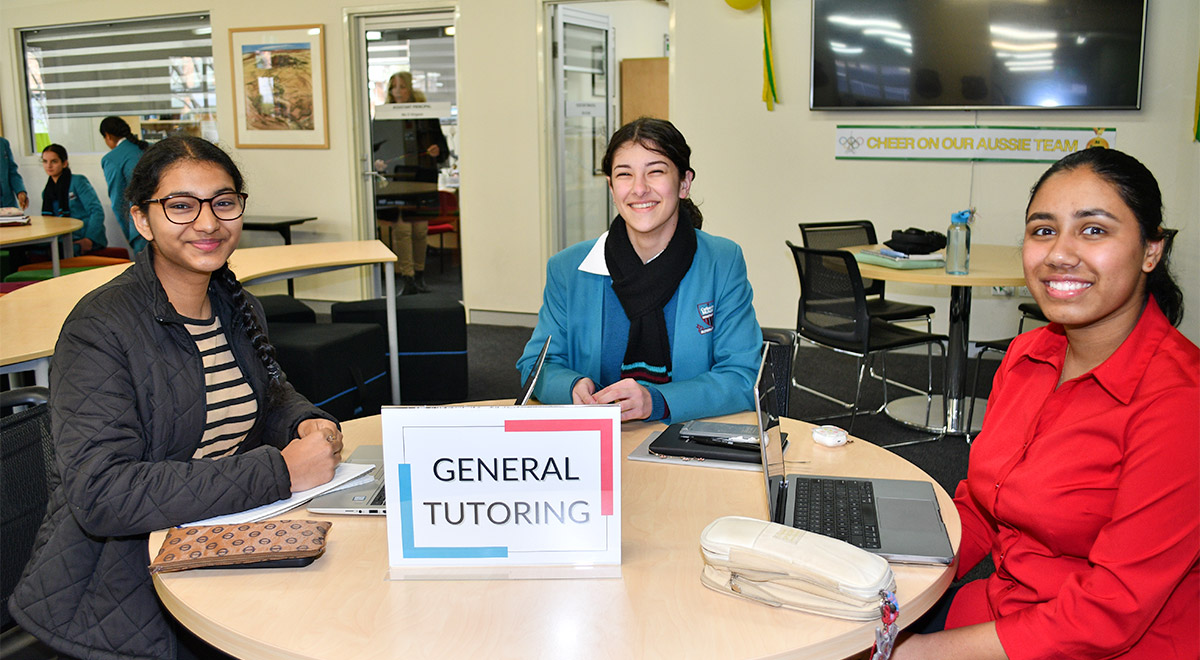 Catherine McAuley Catholic College Westmead student receiving tutoring from alumni