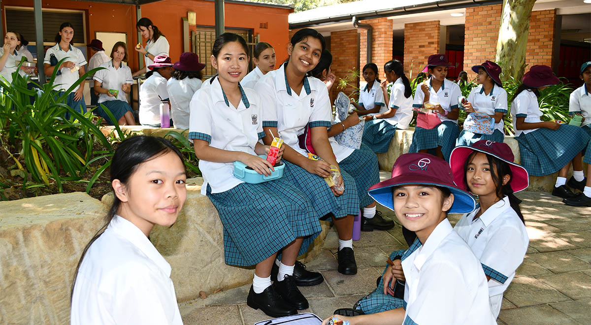 Year 7 Catherine McAuley Westmead students on their first day of high school