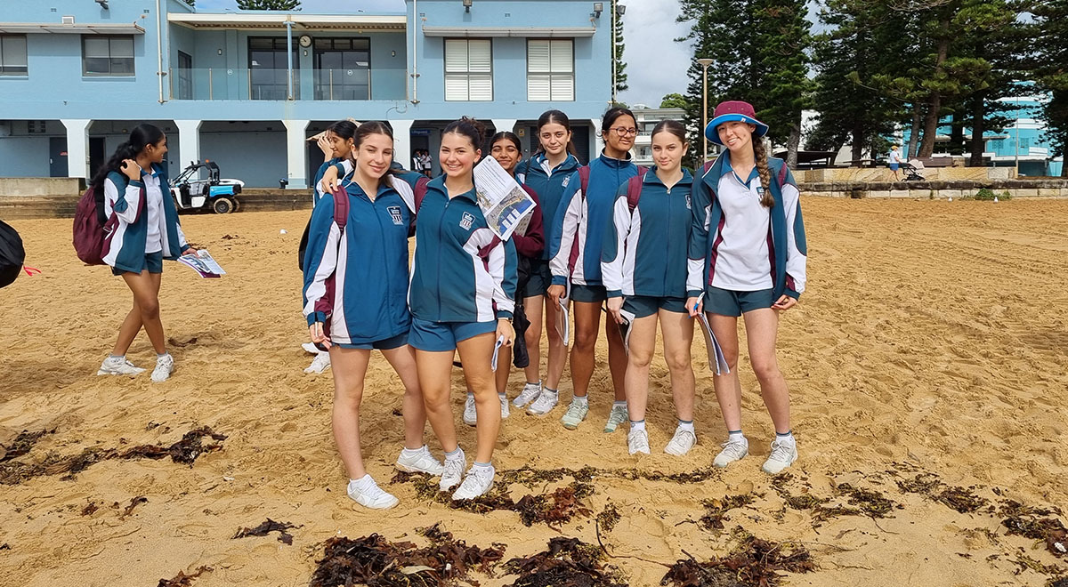 Catherine McAuley Westmead students on Collaroy Beach excursion