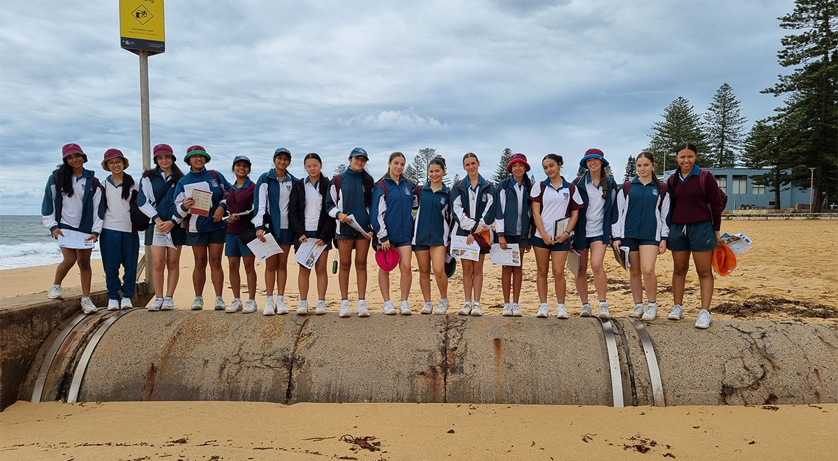 Catherine McAuley Westmead students on Collaroy Beach excursion