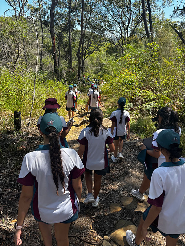 Year 8 Catherine McAuley Westmead students hand reel fishing at the Manly Dam Reservoir.