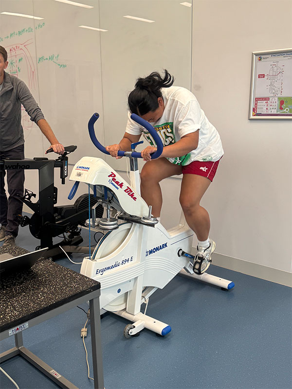 Students using the biomechanics track at the ACU BEST Hub in Blacktown.