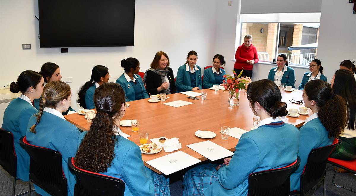Donna Davis MP, State Member for Parramatta with Catherine McAuley student leaders and staff.