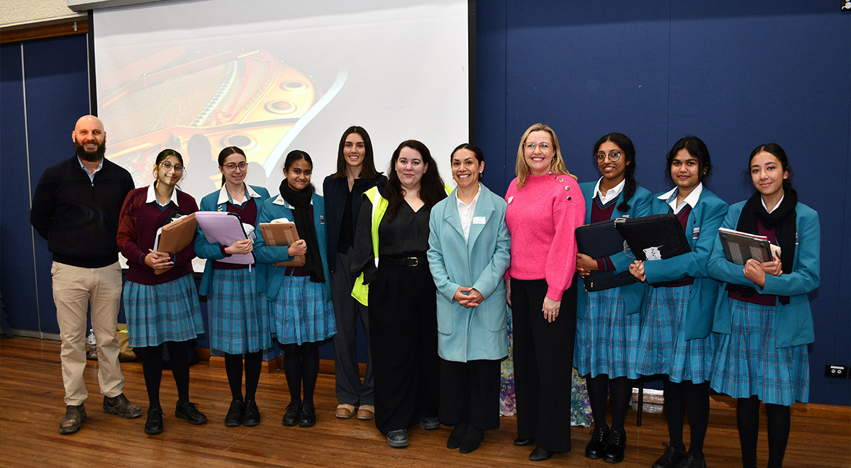 Construction industry representatives with Year 10 students