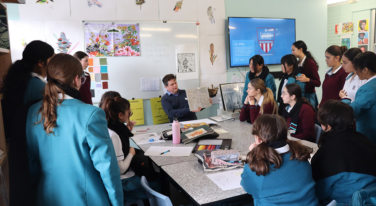 Tohby Riddle, Australian artist and author/illustrator, ran a workshop for Years 9 and 11 Visual Arts students on Monday, 4th August 2025.
