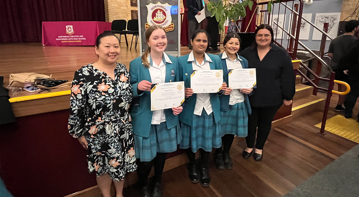 VET Hospitality Teachers Mrs Elaine Maher and Mrs Daniella Bonello with Year 12 Hospitality students.