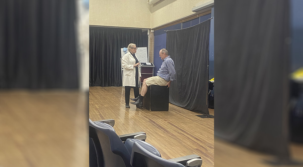 Year 8 English Incursion at Catherine McAuley Westmead. Two actors in ‘Flowers For Algernon’ Production