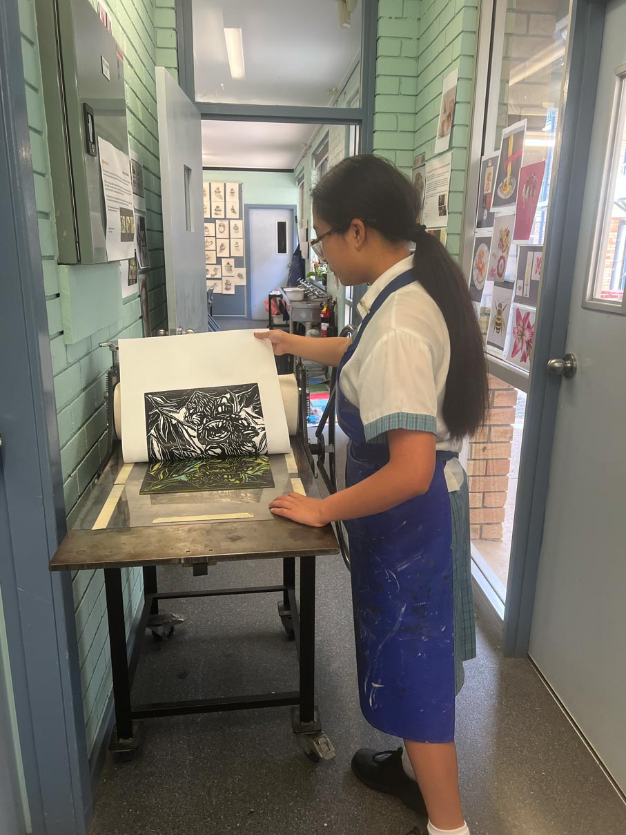 Catherine McAuley Westmead Year 9 Visal Arts Lino Printmaking