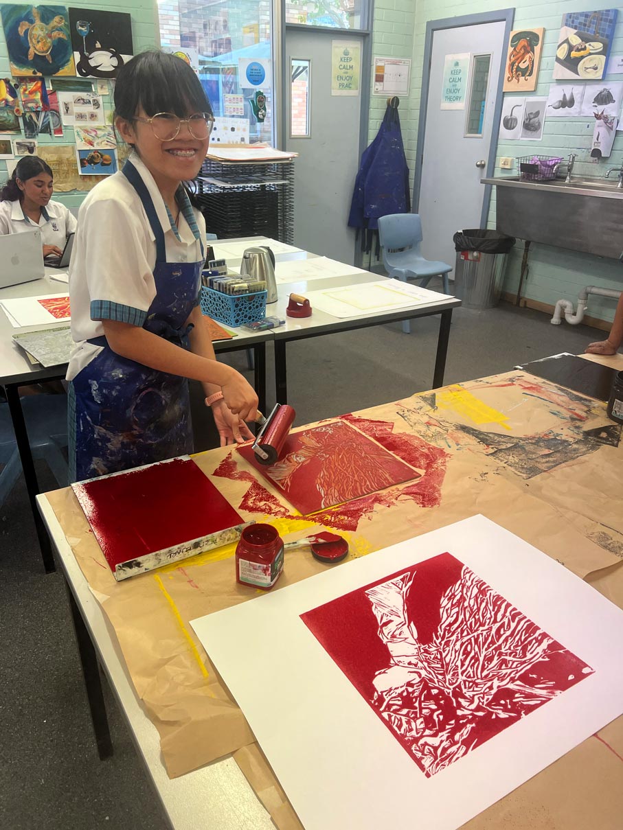 Catherine McAuley Westmead Year 9 Visal Arts Lino Printmaking
