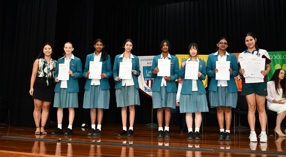 Students who achieved a Distinction or High Distinction in the Australian Mathematics Competition were awarded their certificates at the recent school assembly.