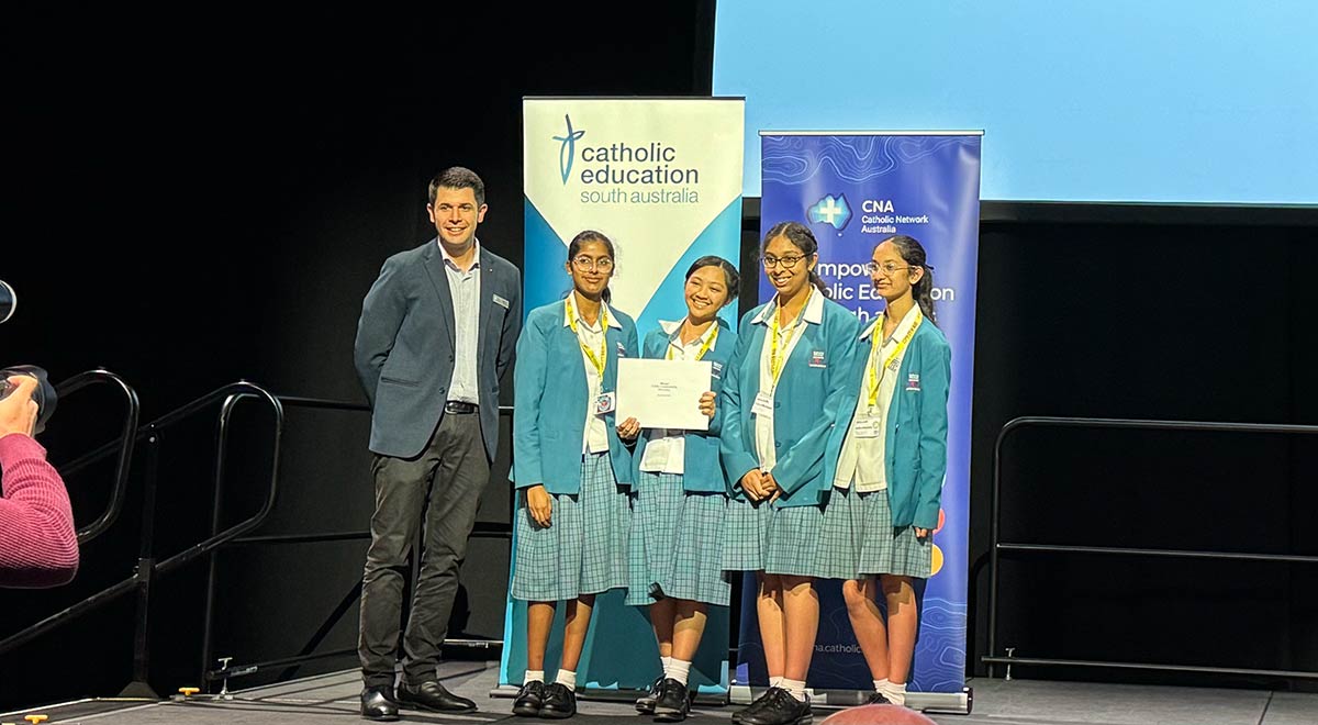 Year 9 students from Team Cup Crunchers who has won the STEM in Sustainability Award at the 2025 STEM MAD National Showcase.