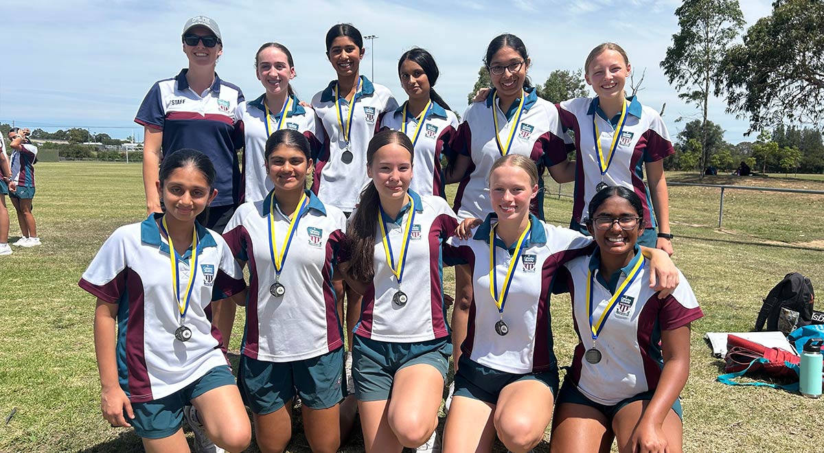 The runners up Teal Cricket Team with Coach Ms B. Robson