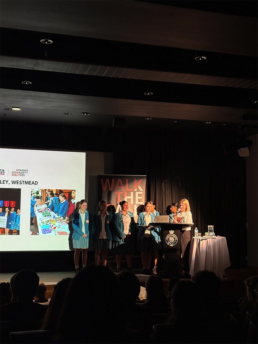 Catherine McAuley Year 10 students presenting at the awards ceremony.