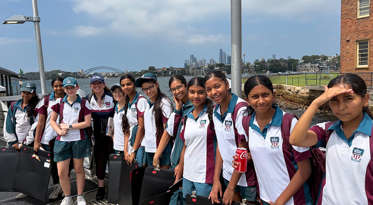Group photo of Catherine McAuley Westmead VA and Photography students at Cockatoo Island