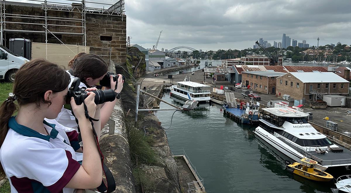 Catherine McAuley Westmead VA and Photography students taking photos at Cockatoo Island