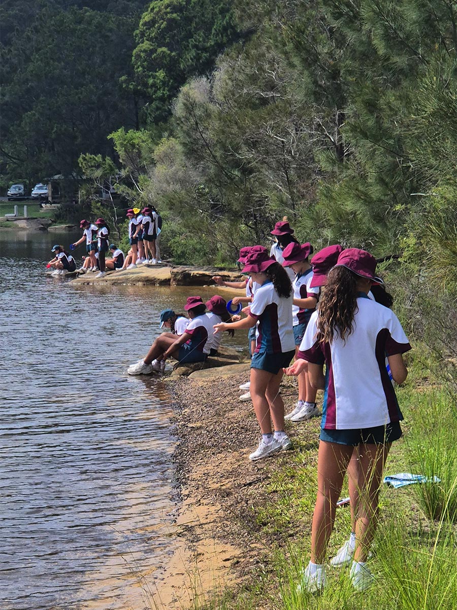 Catherine McAuley Westmead students fishing at Manly dam