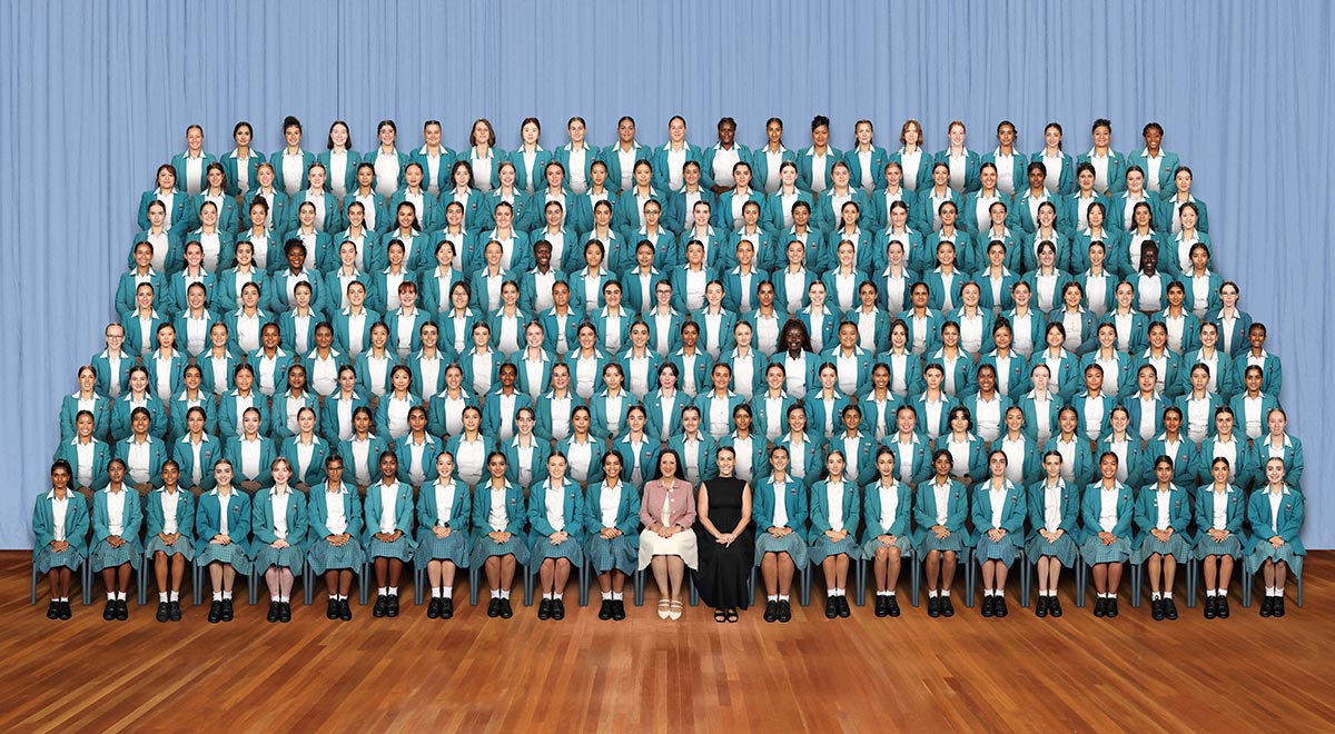 Year 12 Class of 2025 with Principal Ms M. Refalo and Ms L. Morrison