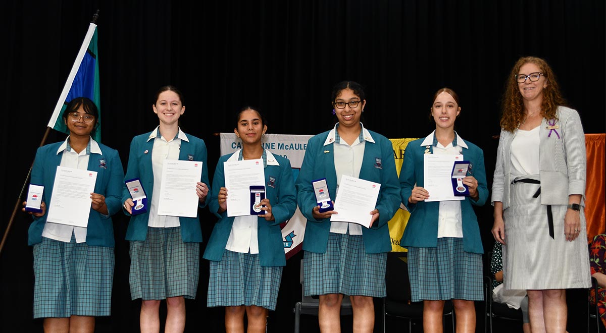 Premier Reading Challenge Medal Recipients with Ms. Lorenzutta