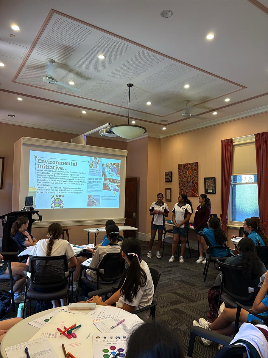 Year 9 students presenting environmental initiative