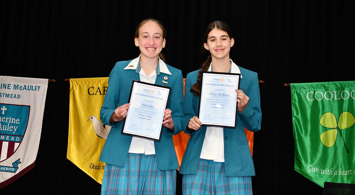  Clift Public Speaking students Amelia L. and Christina L. G, Year 9.