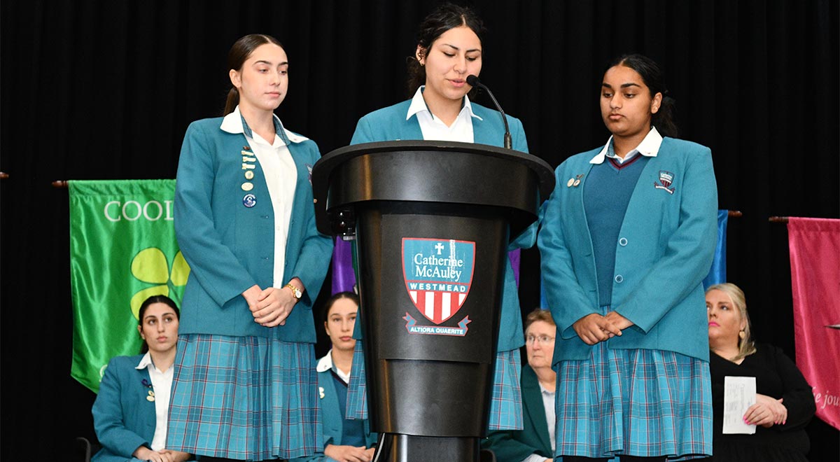 Riana A., and fellow Khuda Women in STEM Program students, spoke at this week's school assembly about the many STEM opportunities available at the school.