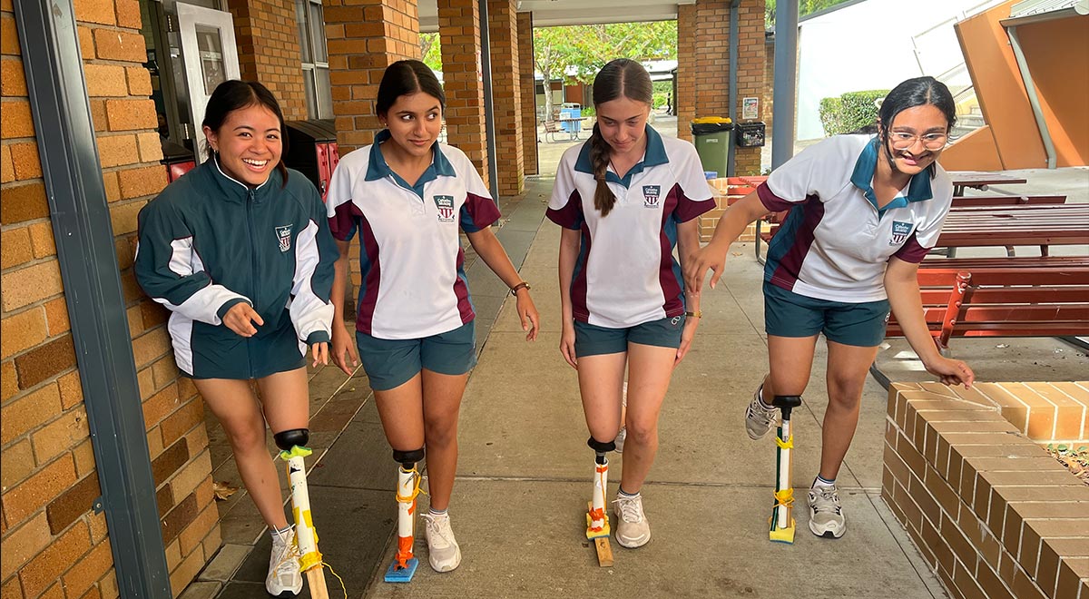 At one of the STEM workshops which ran last year students were given the challenge of making a prosthetic leg.