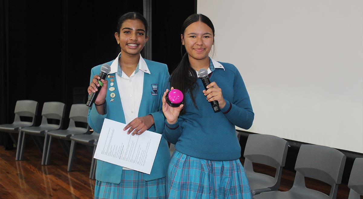 Altiora Week was organised by the Student Leaders of Learning Majerin P. on left and Tayana H. on right.