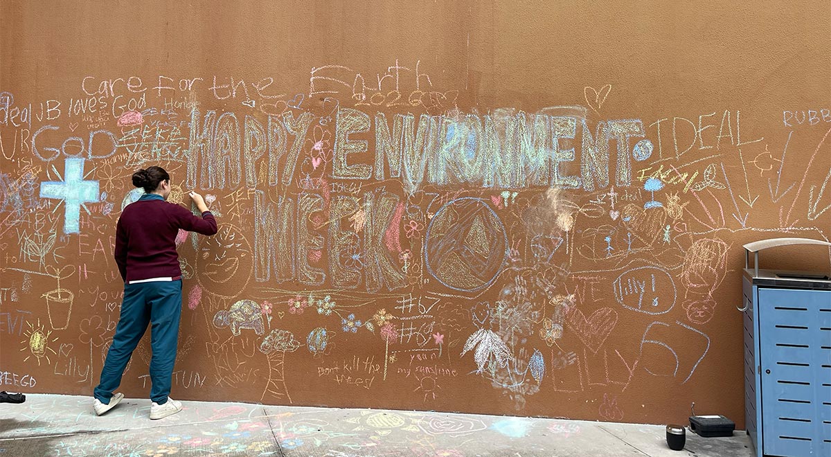 Chalk drawings during Environment Week.