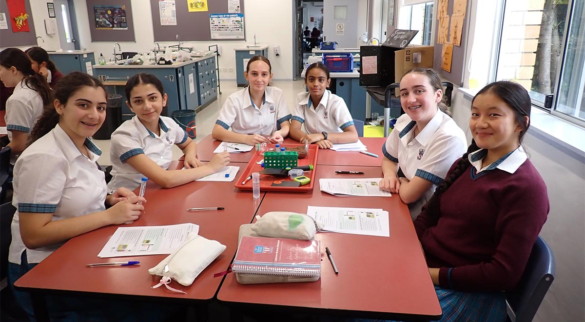 Students filling out a worksheet