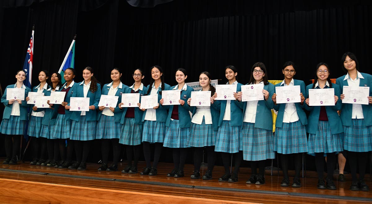 Students being presented with awards