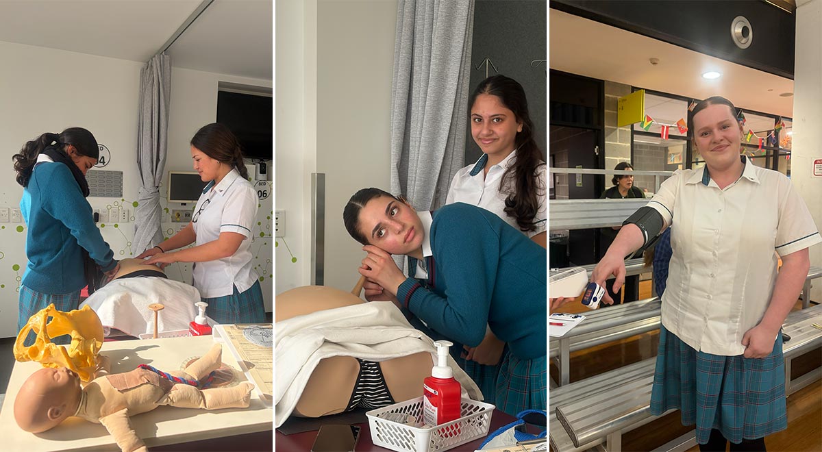 Students practising nursing techniques at the UTS School of Nursing and Midwifery